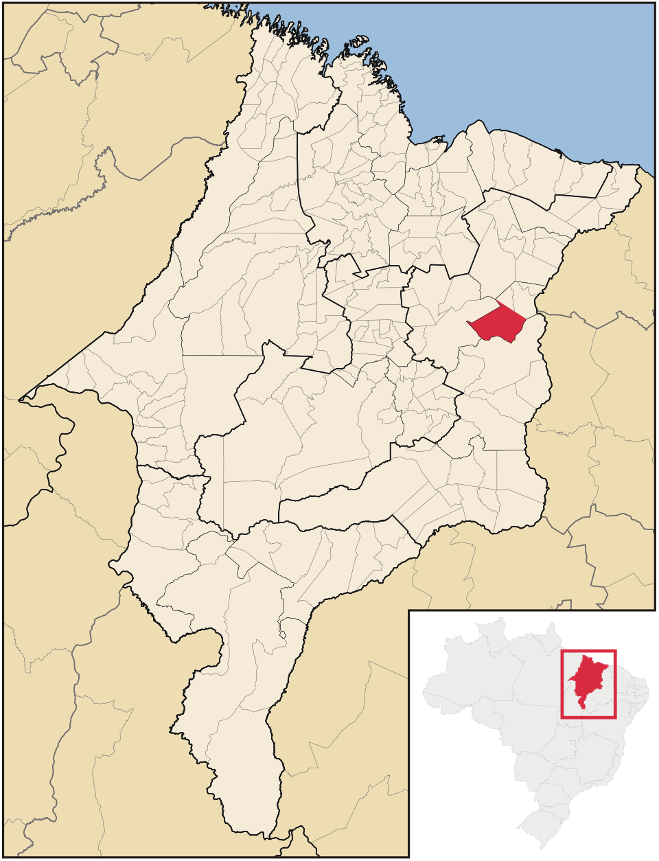 Mapa de localização de Aldeias Altas em MA