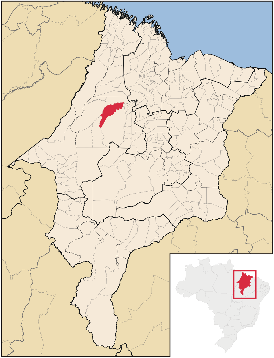 Mapa de localização de Alto Alegre do Pindaré em MA