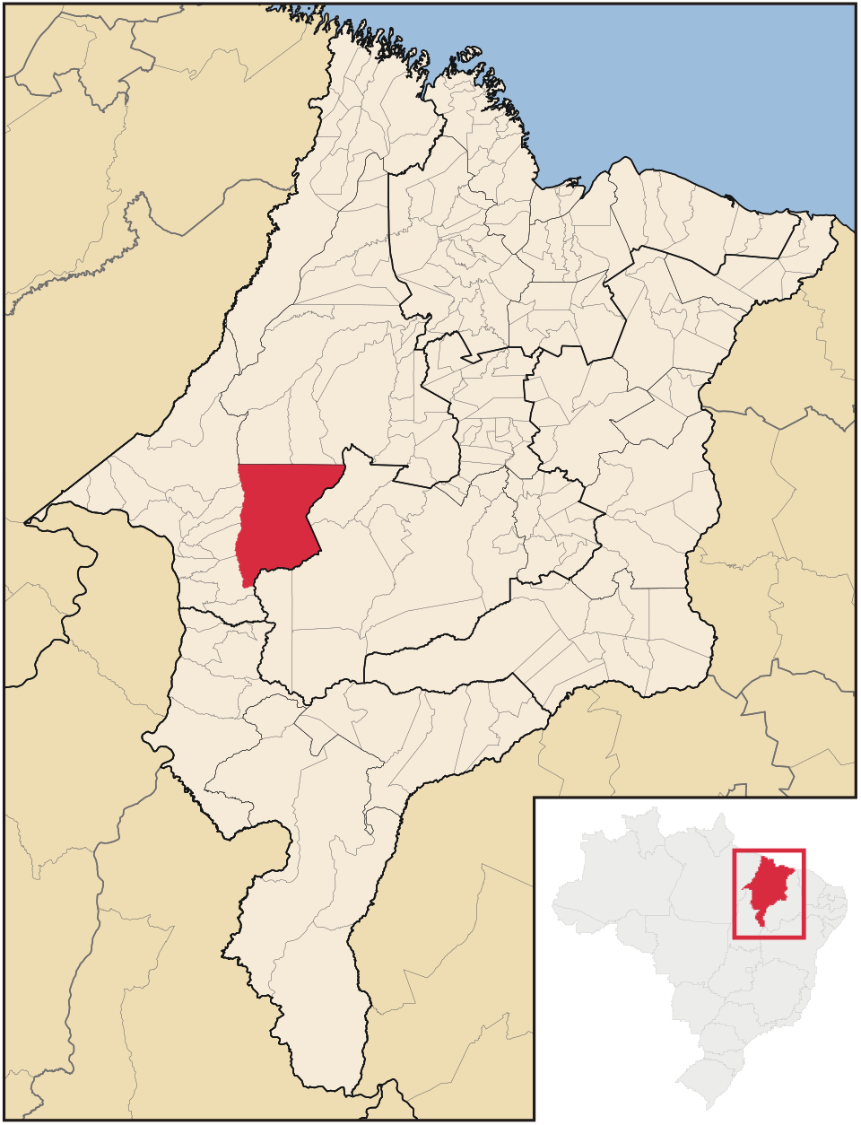 Mapa de localização de Amarante do Maranhão em MA