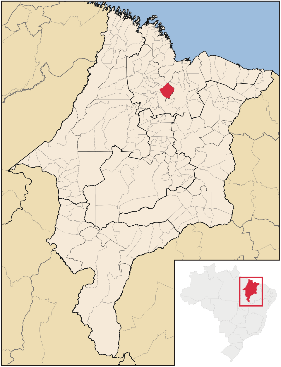 Mapa de localização de Anajatuba em MA