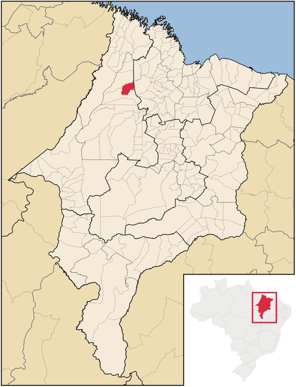 Mapa de localização de Araguanã em MA