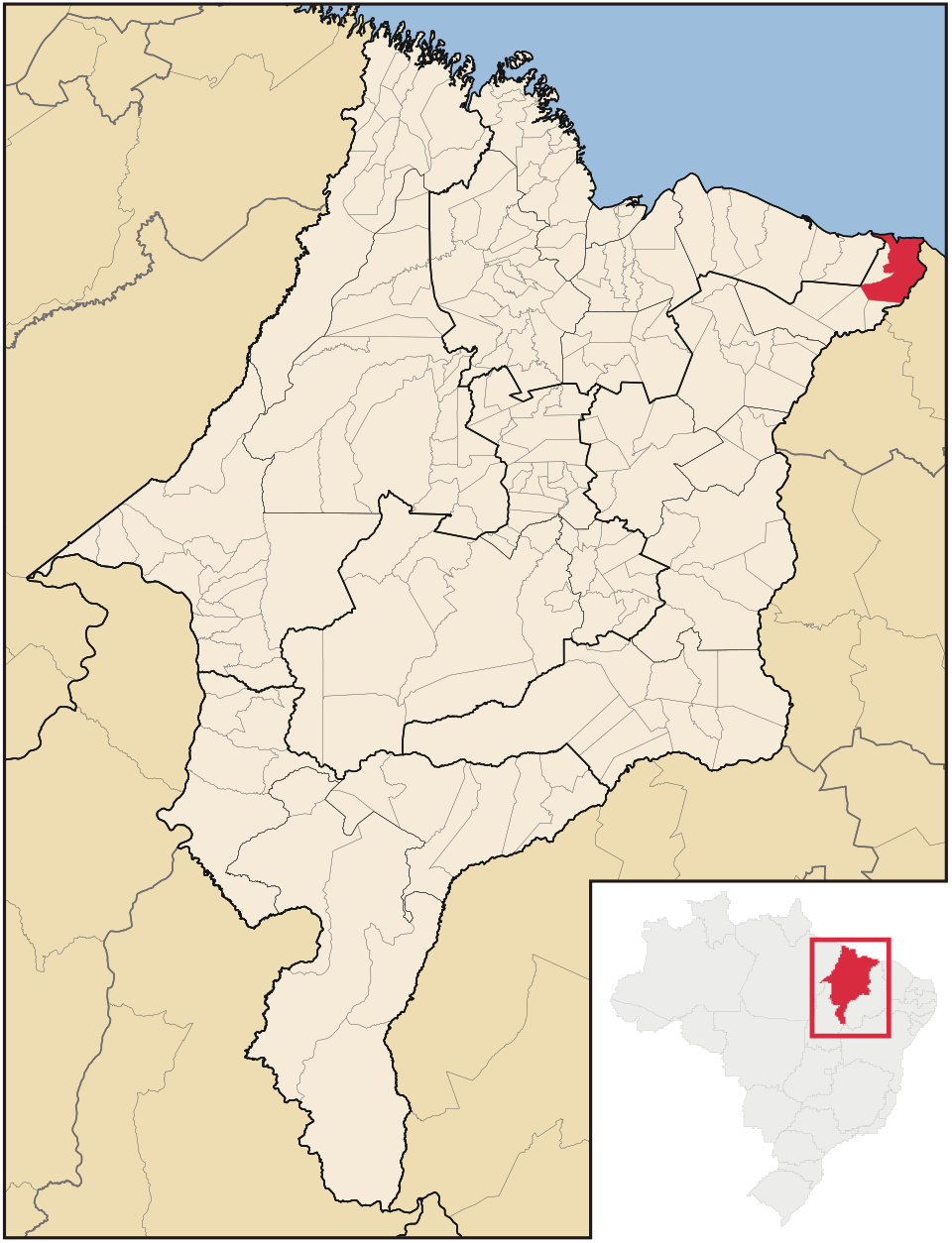 Mapa de localização de Araioses em MA