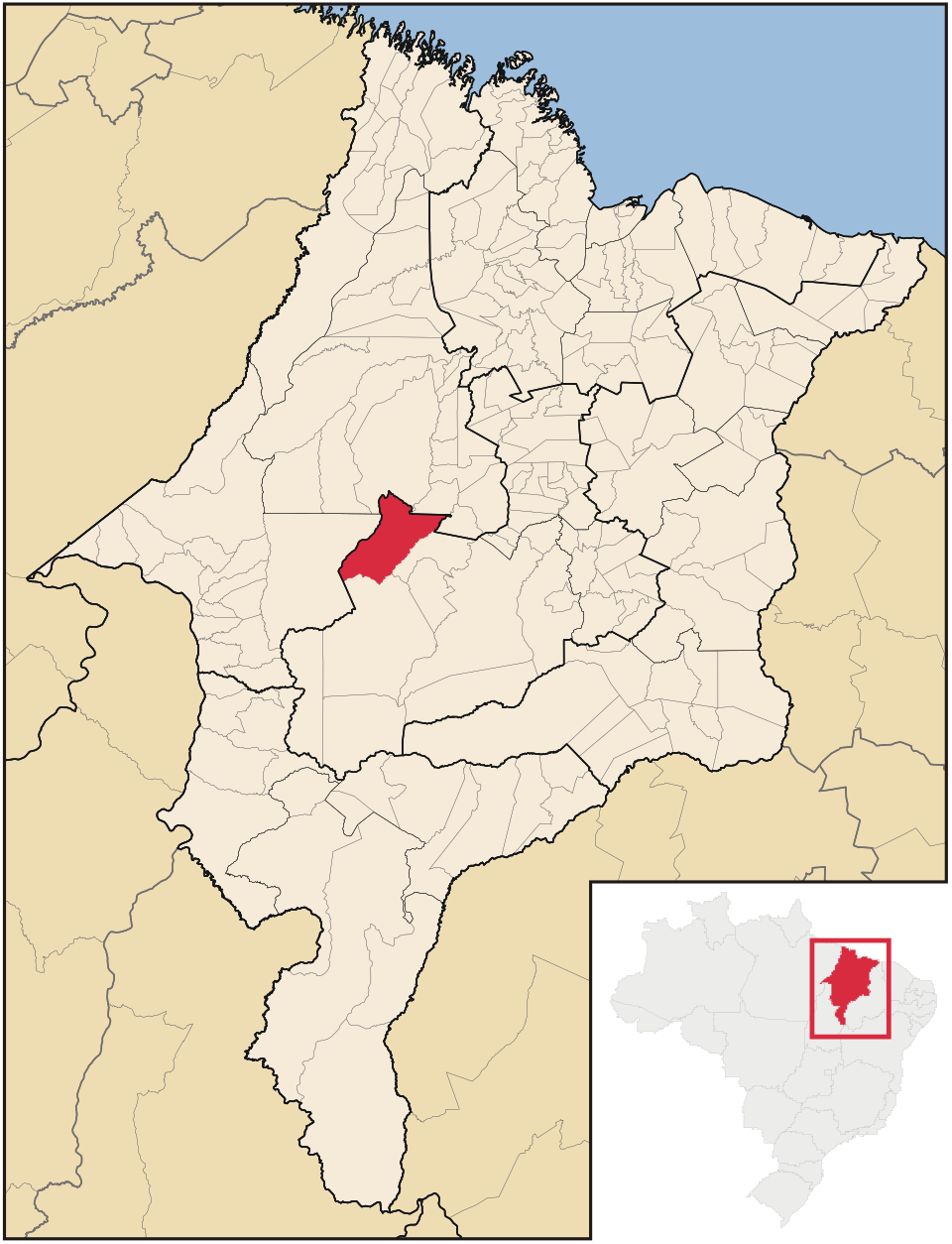 Mapa de localização de Arame em MA