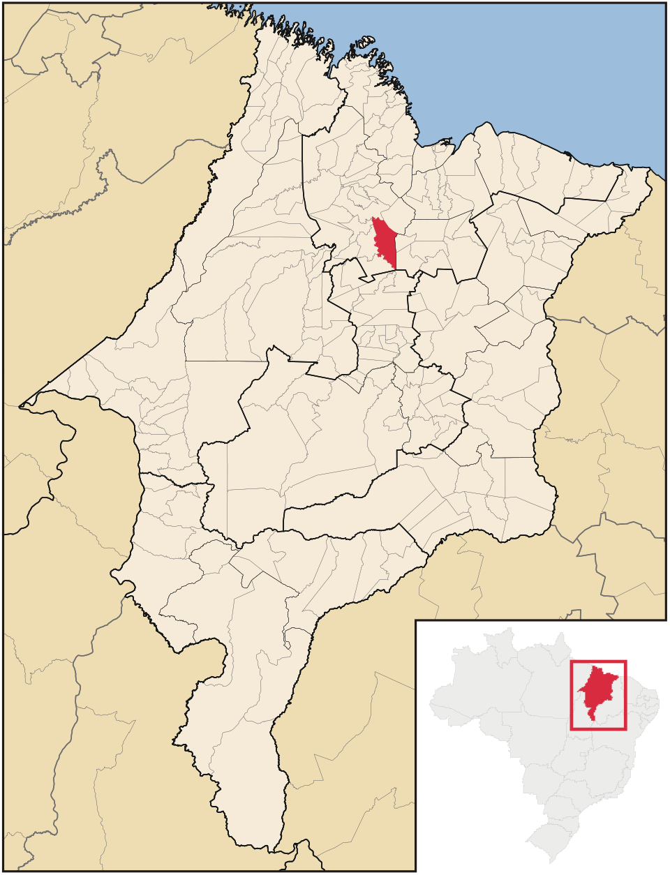 Mapa de localização de Arari em MA
