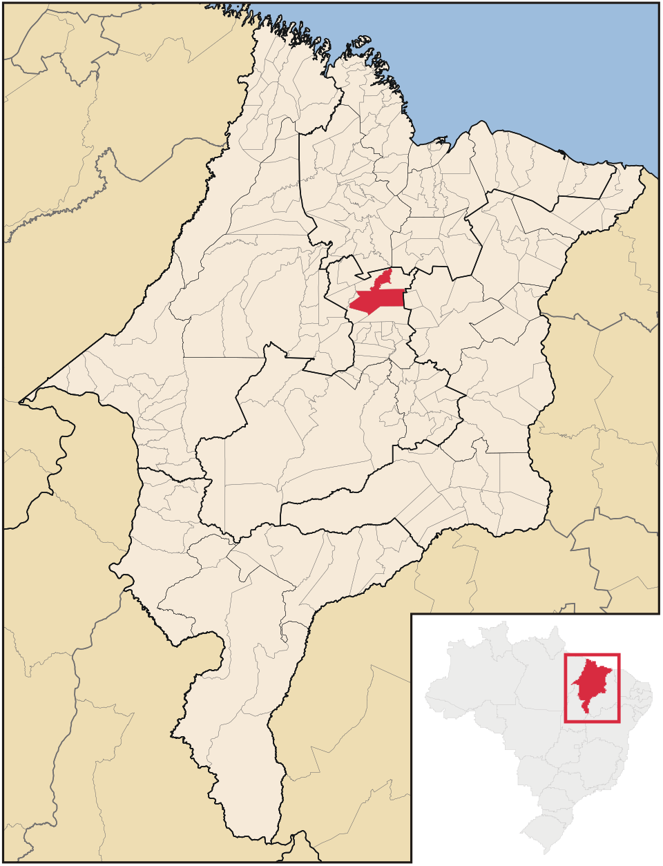 Mapa de localização de Bacabal em MA