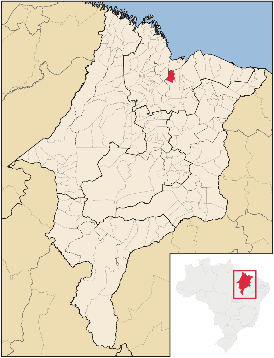 Mapa de localização de Bacabeira em MA