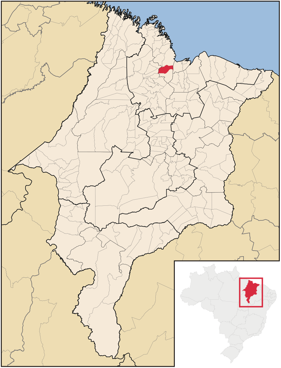 Mapa de localização de Bacurituba em MA