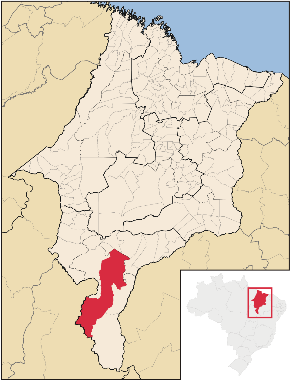Mapa de localização de Balsas em MA