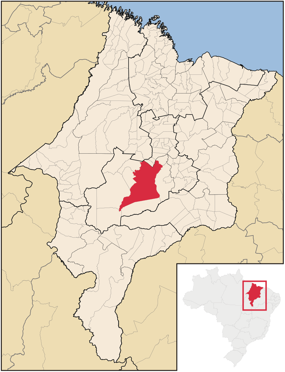 Mapa de localização de Barra do Corda em MA