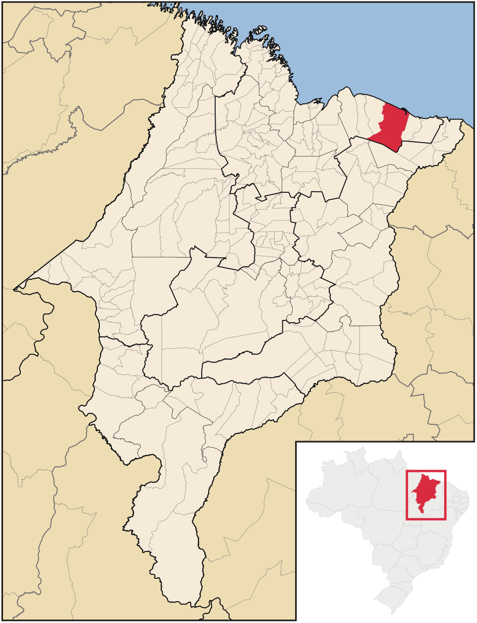 Mapa de localização de Barreirinhas em MA