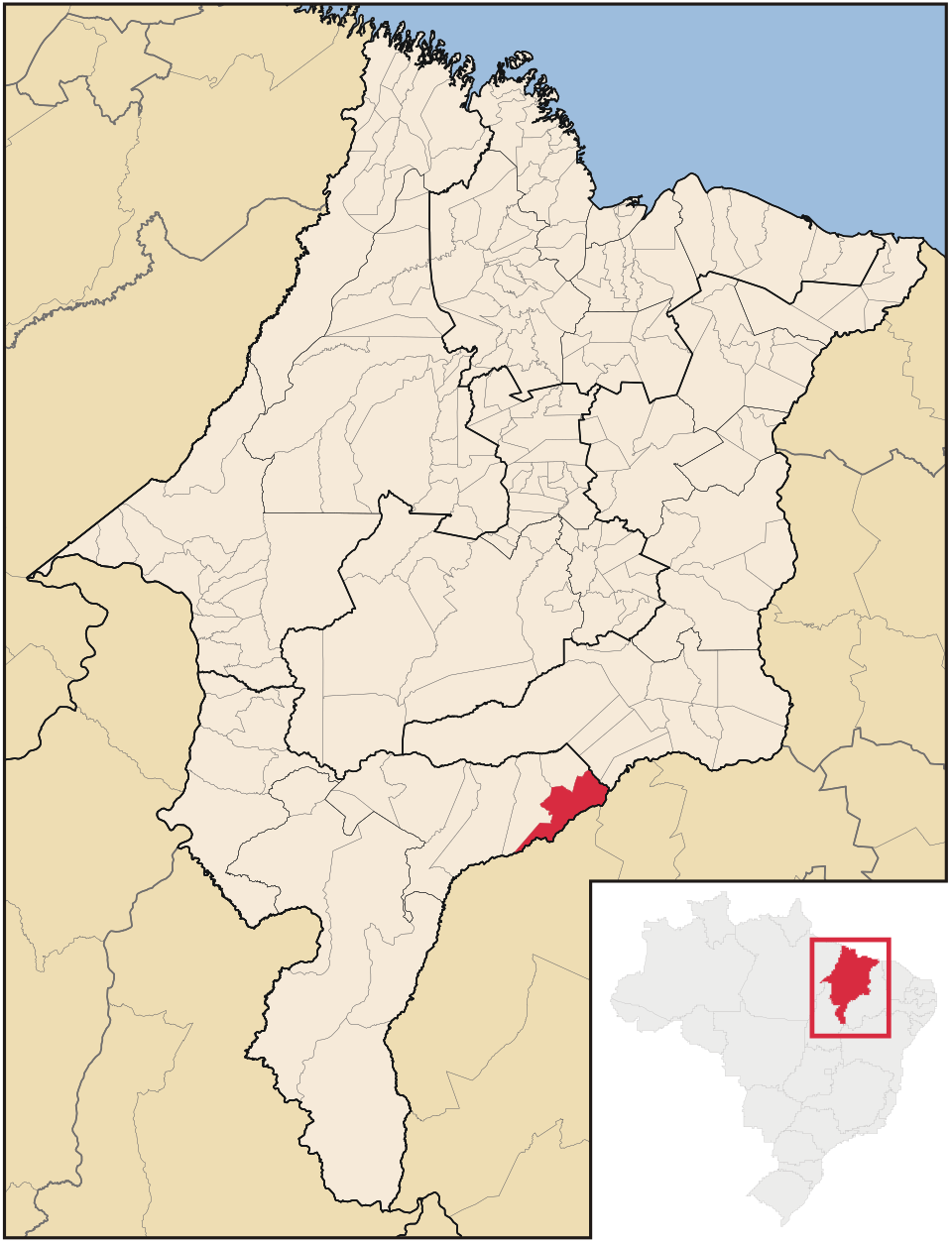 Mapa de localização de Benedito Leite em MA