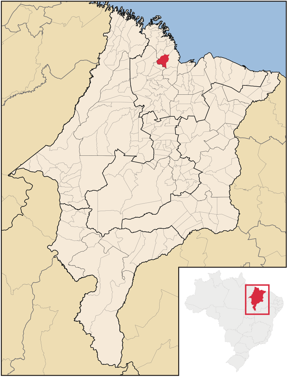 Mapa de localização de Bequimão em MA