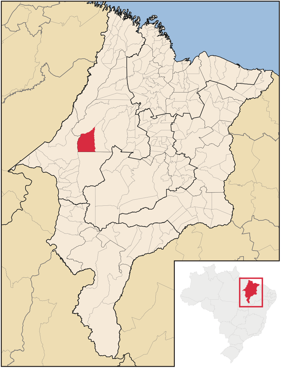 Mapa de localização de Bom Jesus das Selvas em MA
