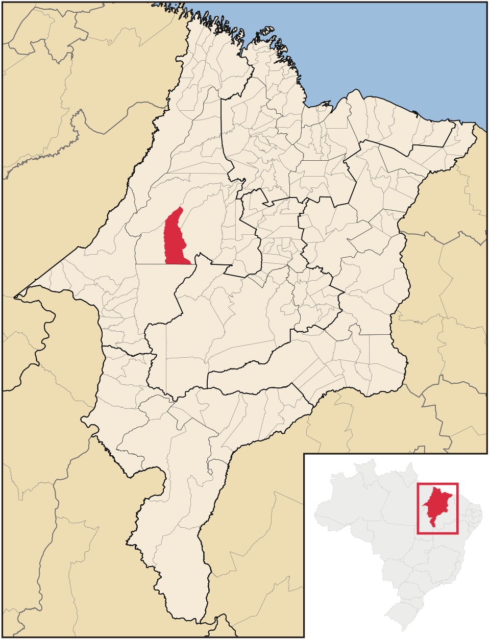 Mapa de localização de Buriticupu em MA