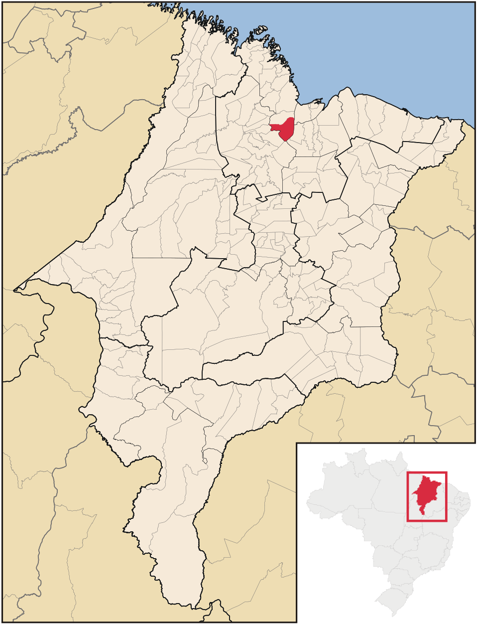 Mapa de localização de Cajapió em MA