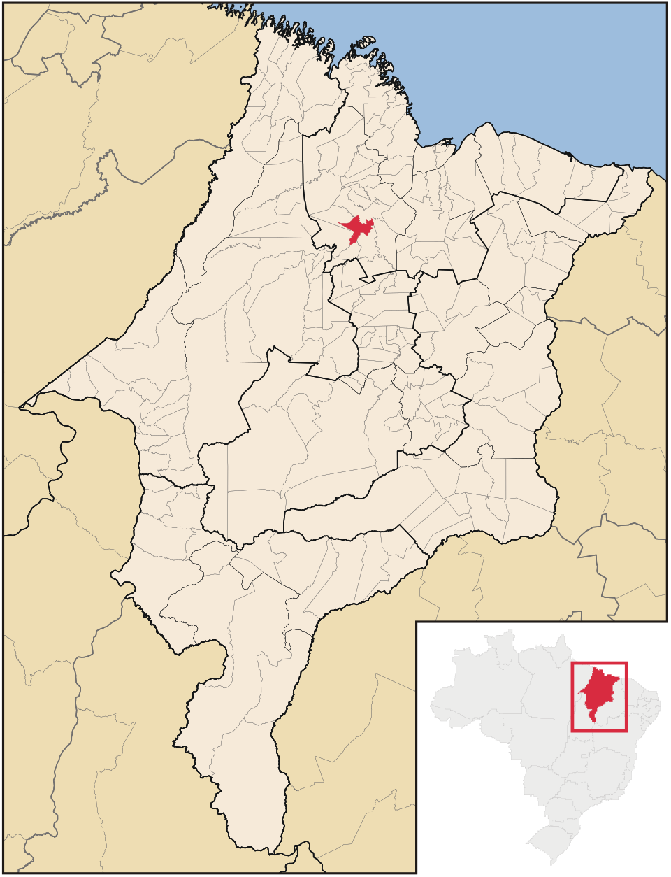 Mapa de localização de Cajari em MA
