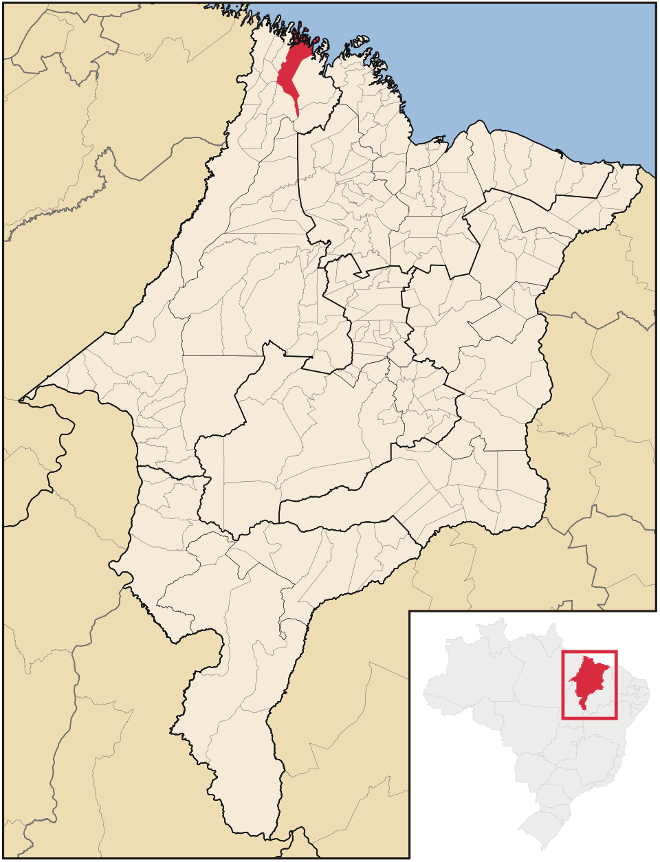 Mapa de localização de Cândido Mendes em MA