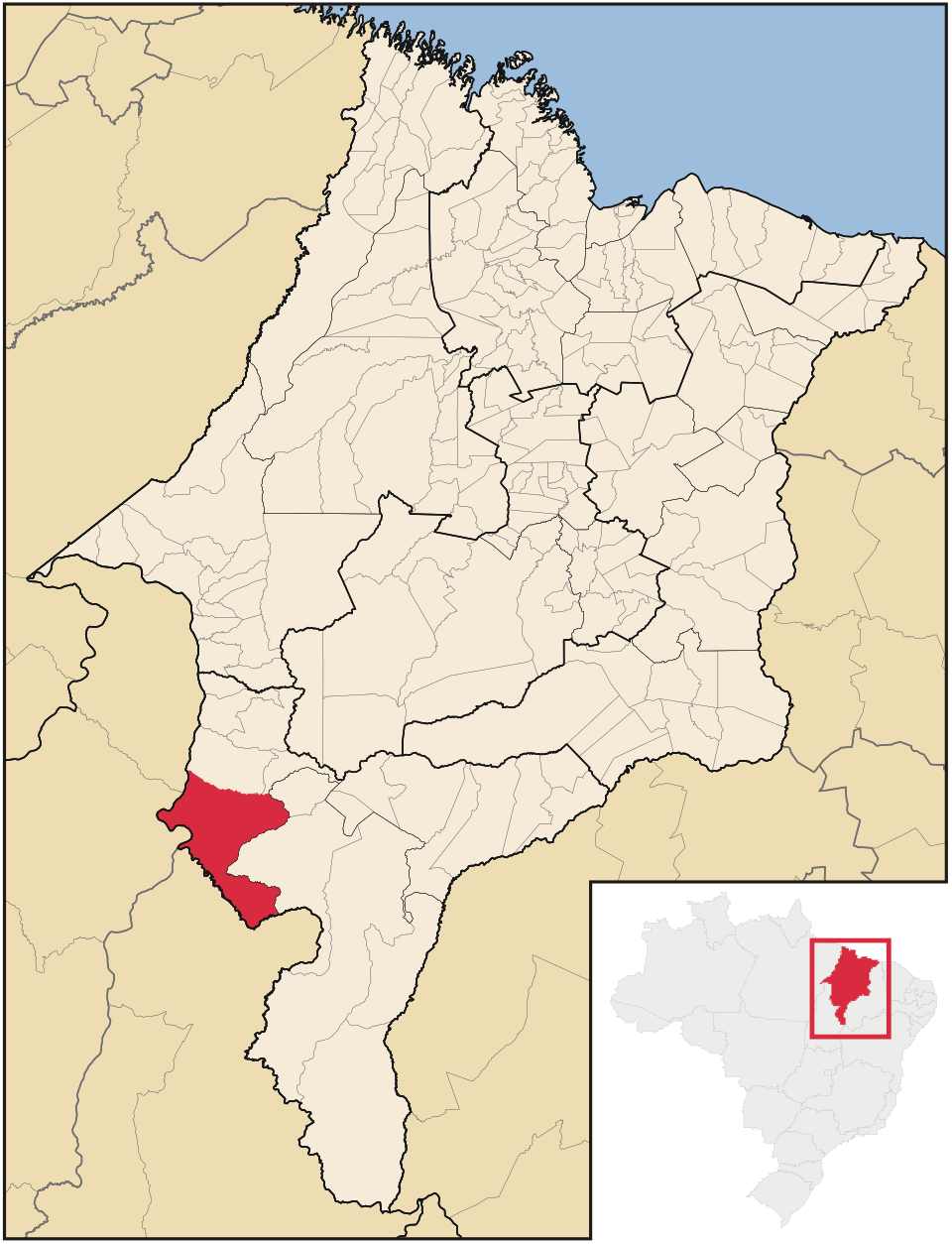 Mapa de localização de Carolina em MA