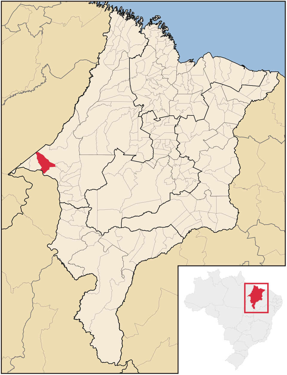 Mapa de localização de Cidelândia em MA