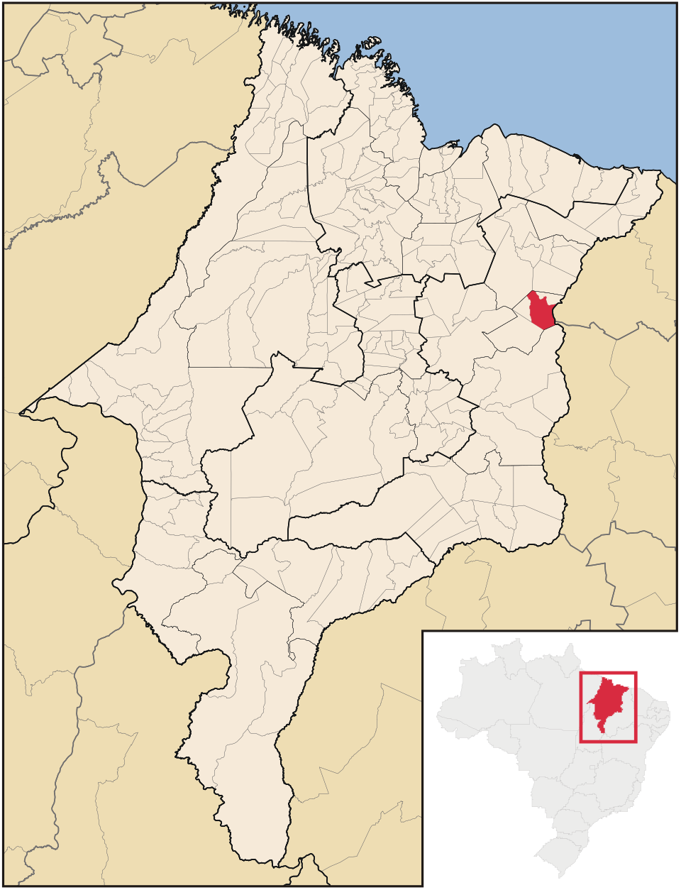 Mapa de localização de Coelho Neto em MA