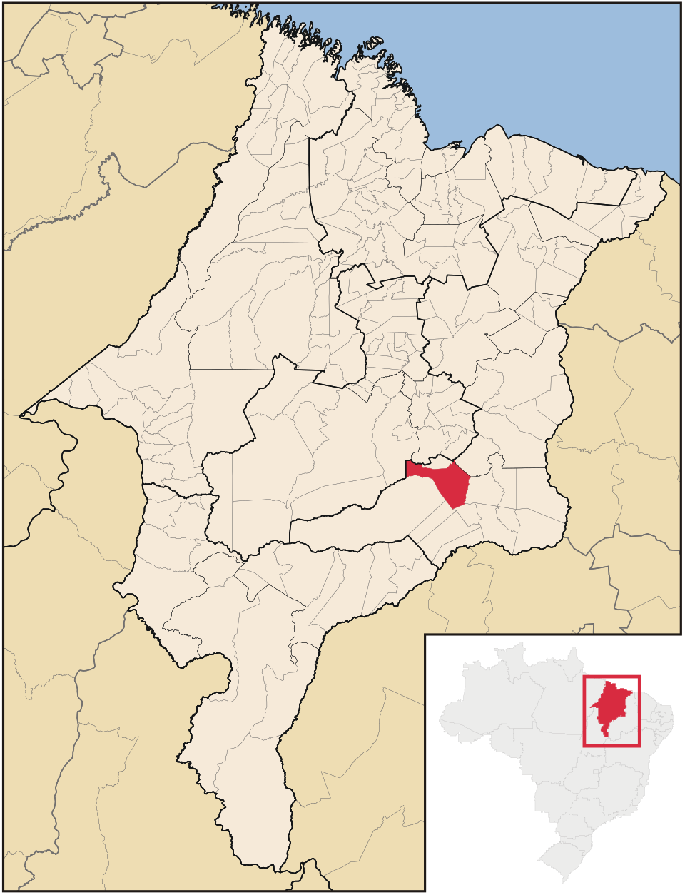 Mapa de localização de Colinas em MA