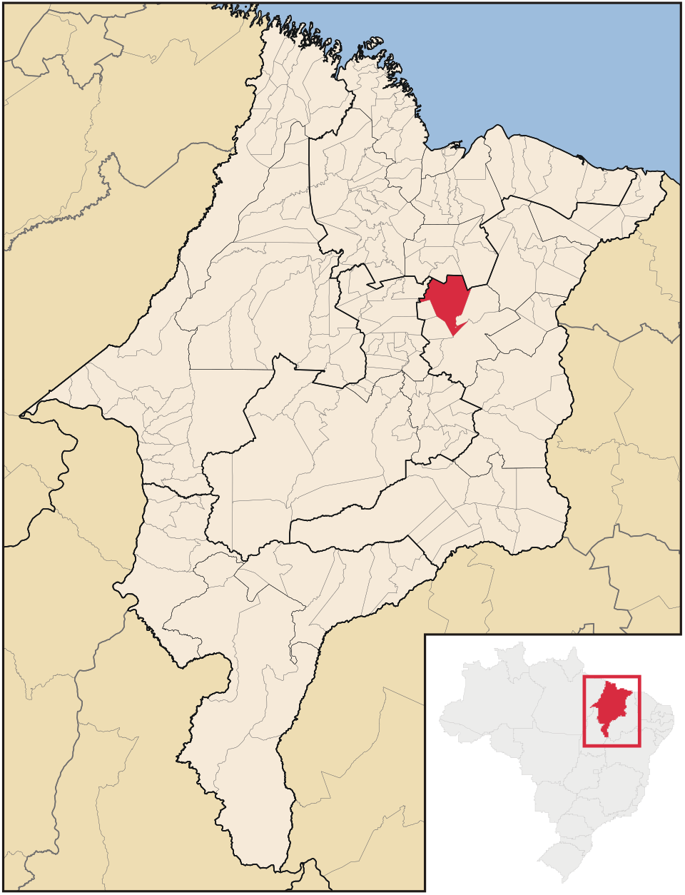 Mapa de localização de Coroatá em MA