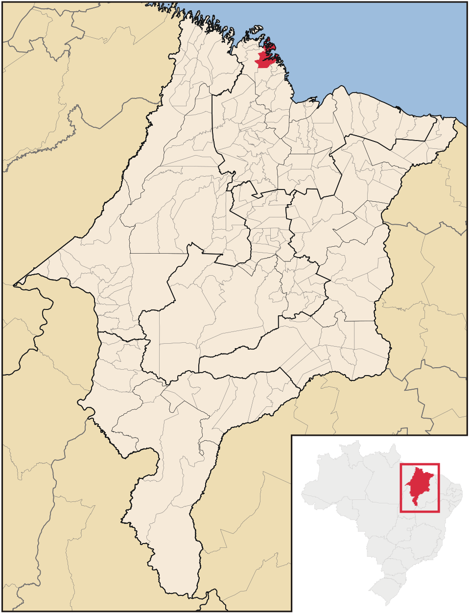 Mapa de localização de Cururupu em MA