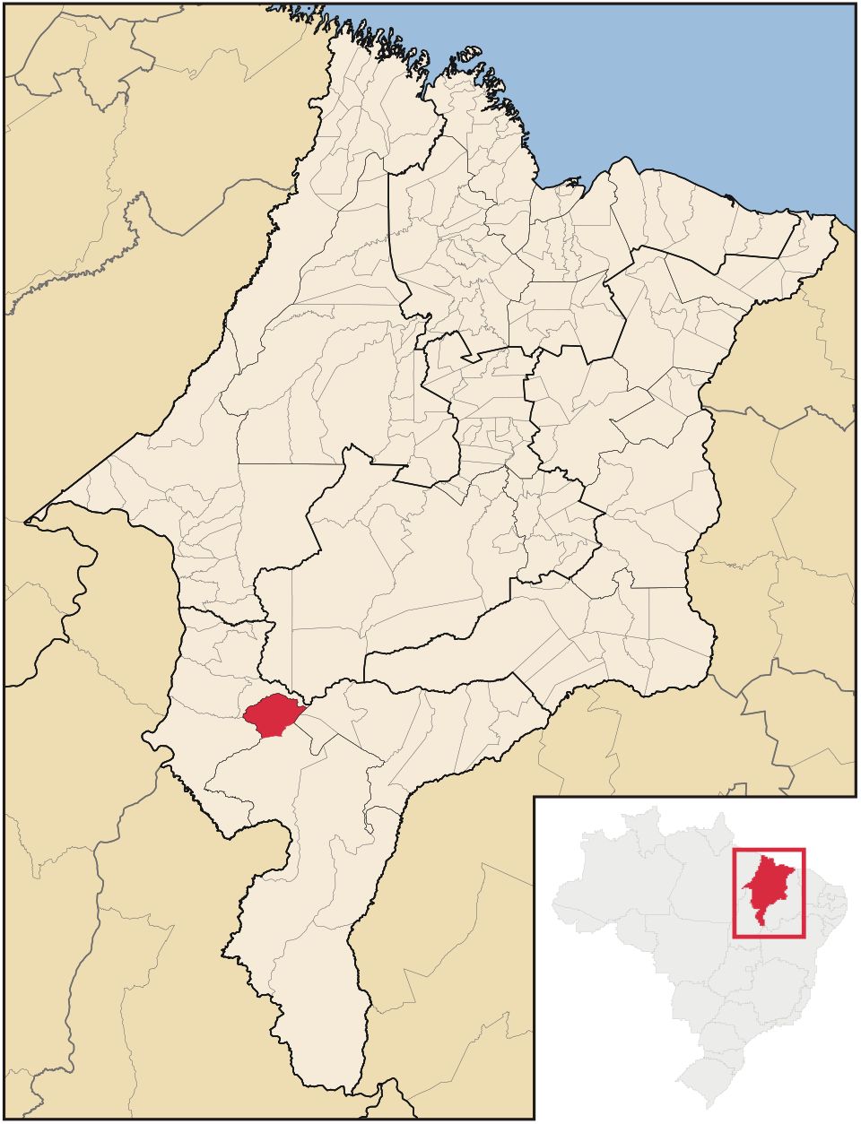 Mapa de localização de Feira Nova do Maranhão em MA