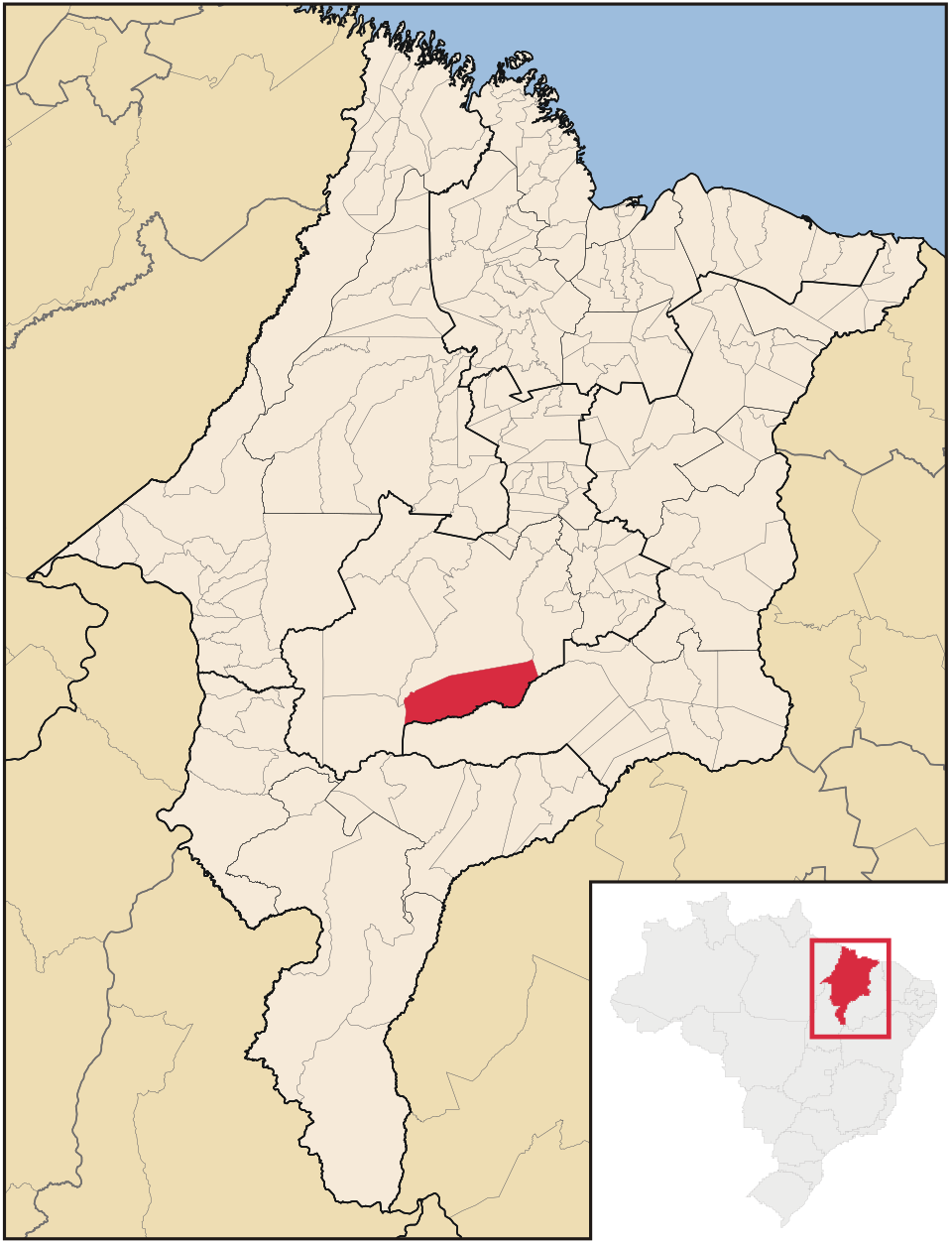 Mapa de localização de Fernando Falcão em MA