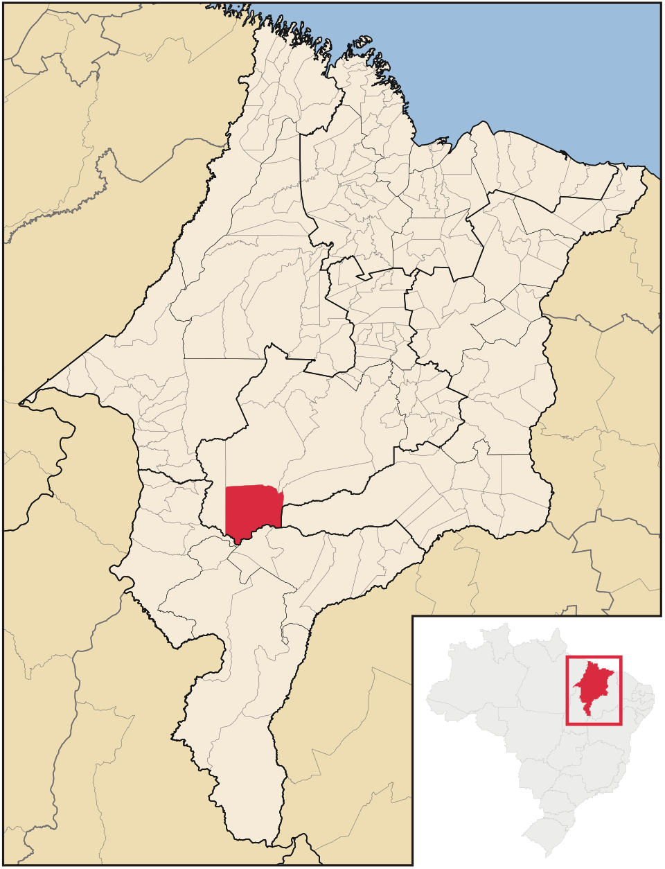 Mapa de localização de Formosa da Serra Negra em MA