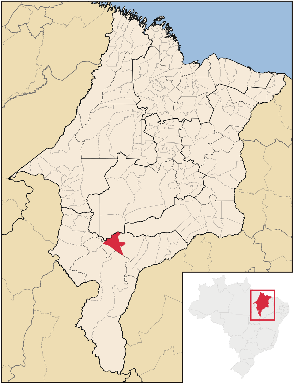 Mapa de localização de Fortaleza dos Nogueiras em MA