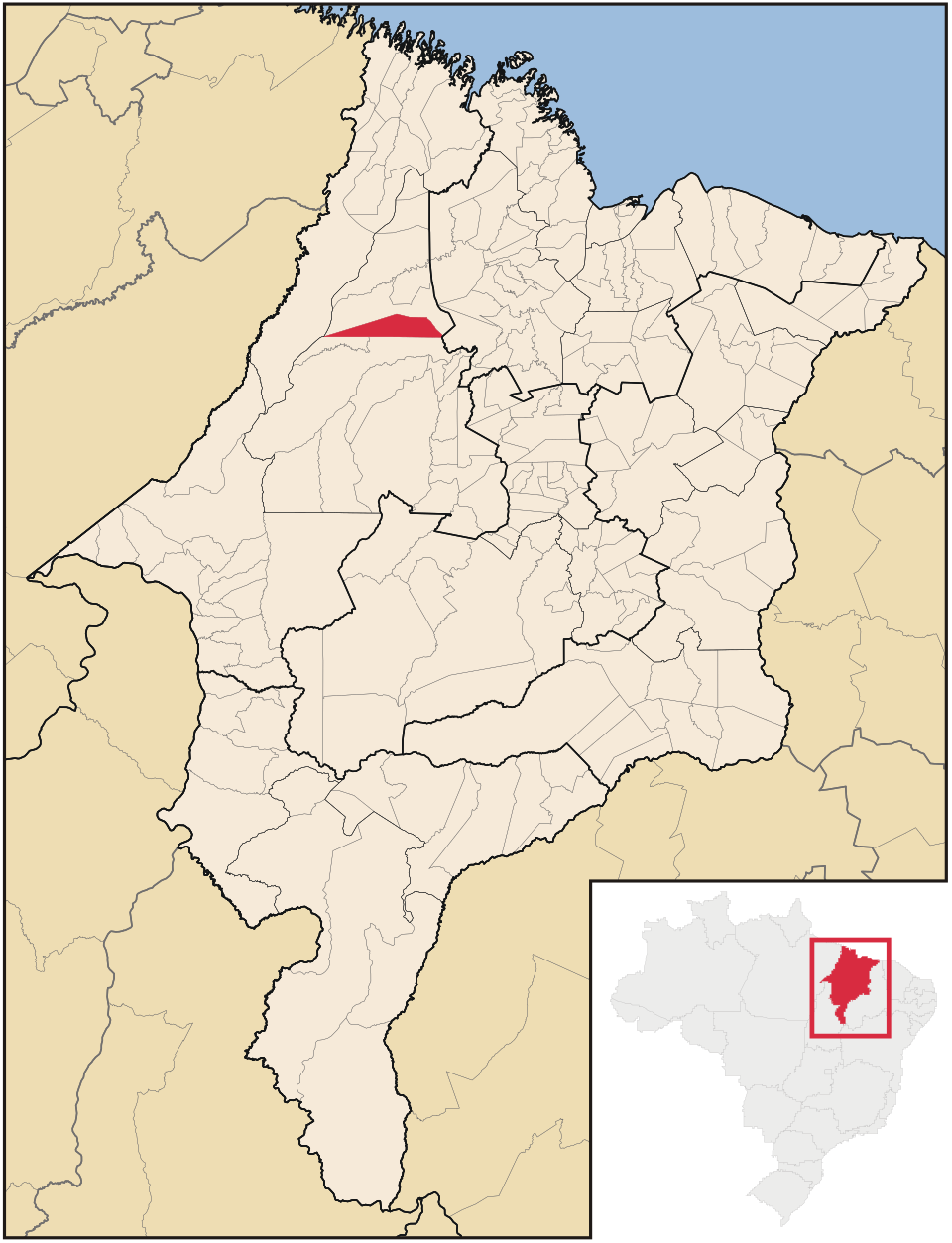 Mapa de localização de Governador Newton Bello em MA