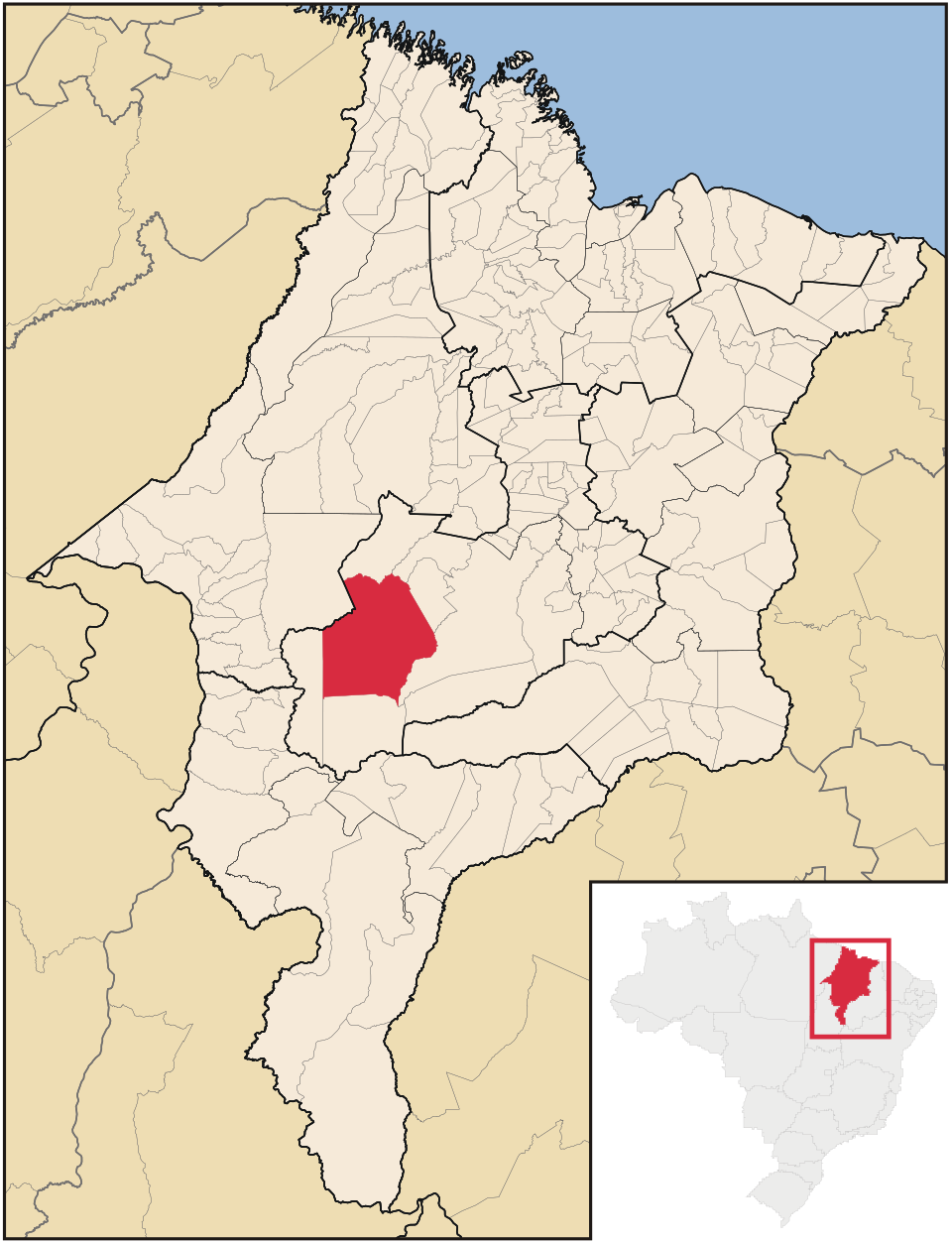 Mapa de localização de Grajaú em MA