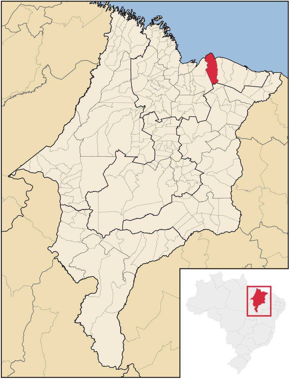 Mapa de localização de Humberto de Campos em MA