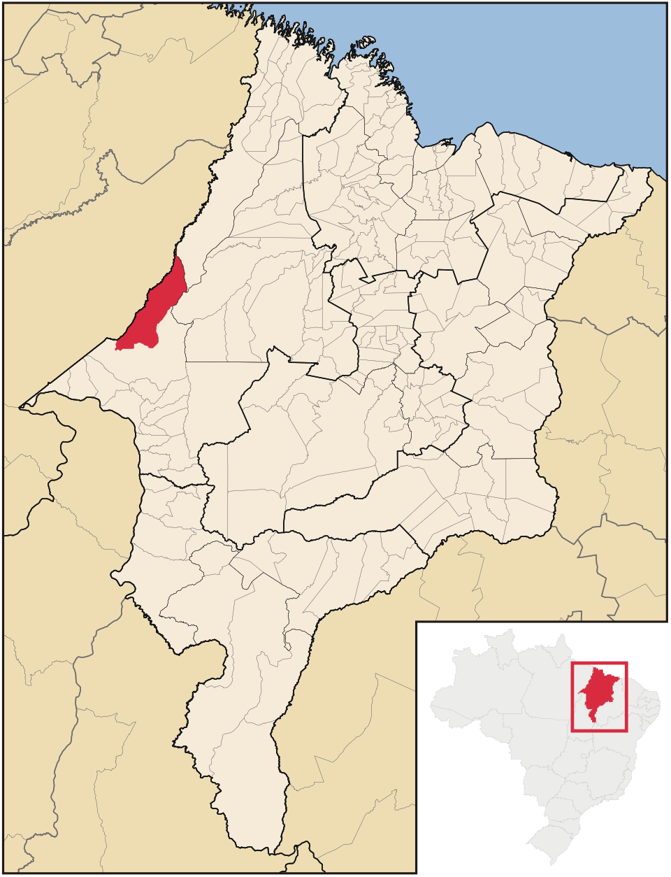 Mapa de localização de Itinga do Maranhão em MA