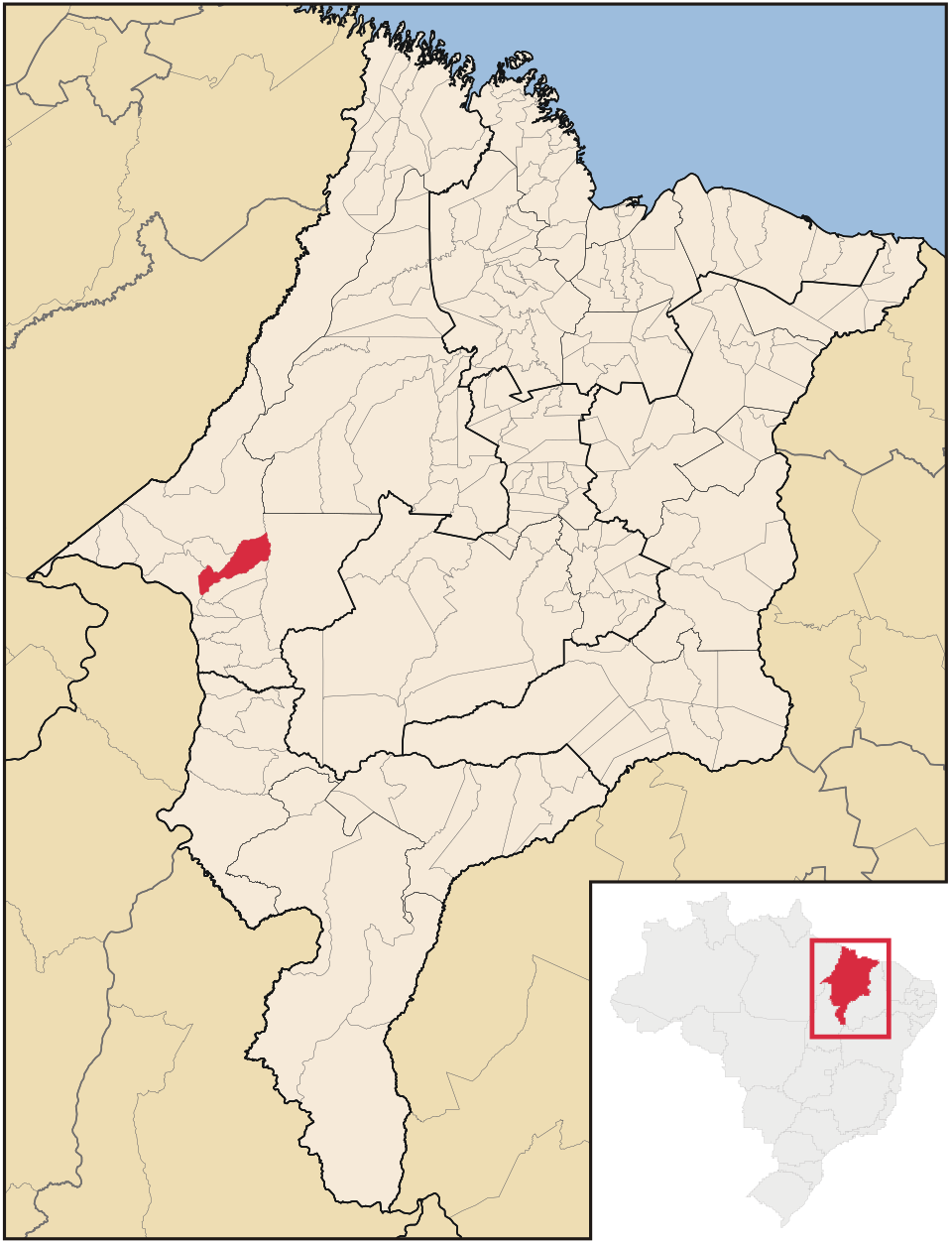 Mapa de localização de João Lisboa em MA