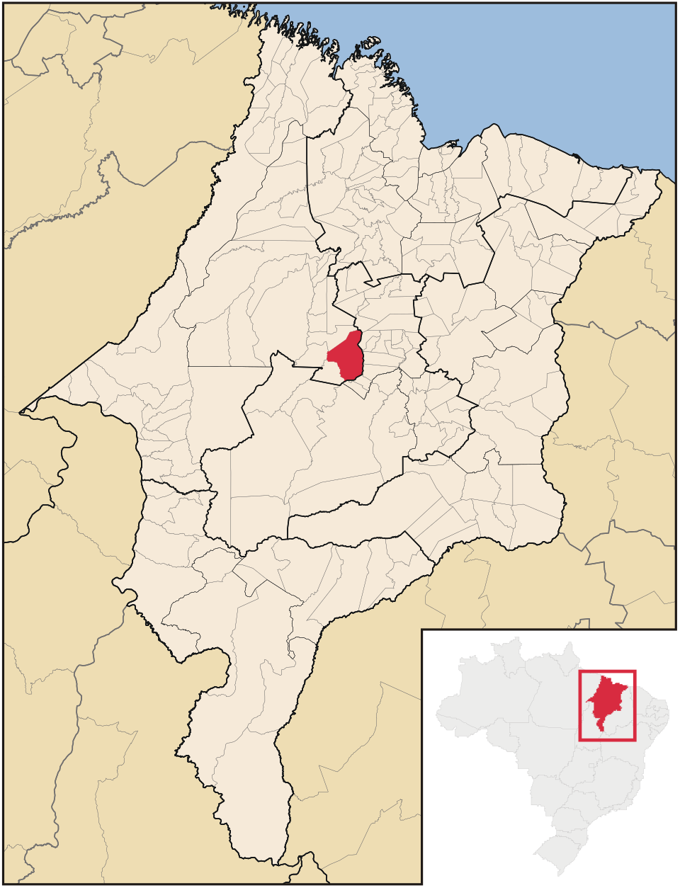 Mapa de localização de Lago da Pedra em MA