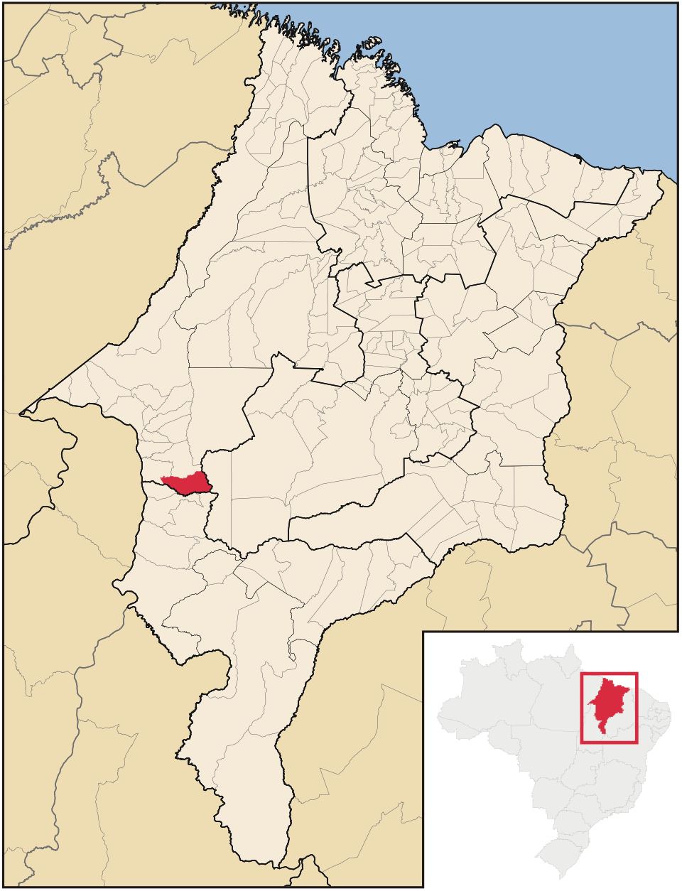 Mapa de localização de Lajeado Novo em MA