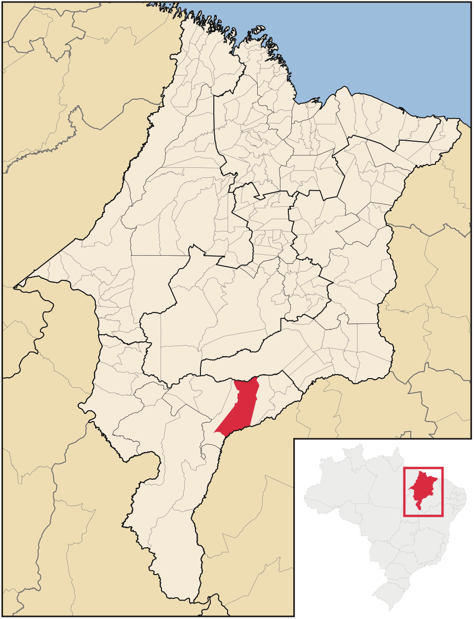 Mapa de localização de Loreto em MA