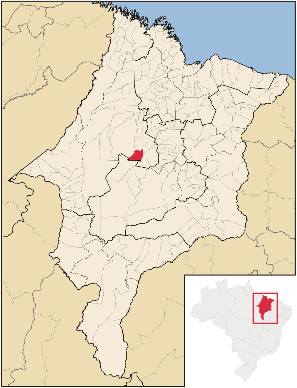 Mapa de localização de Marajá do Sena em MA
