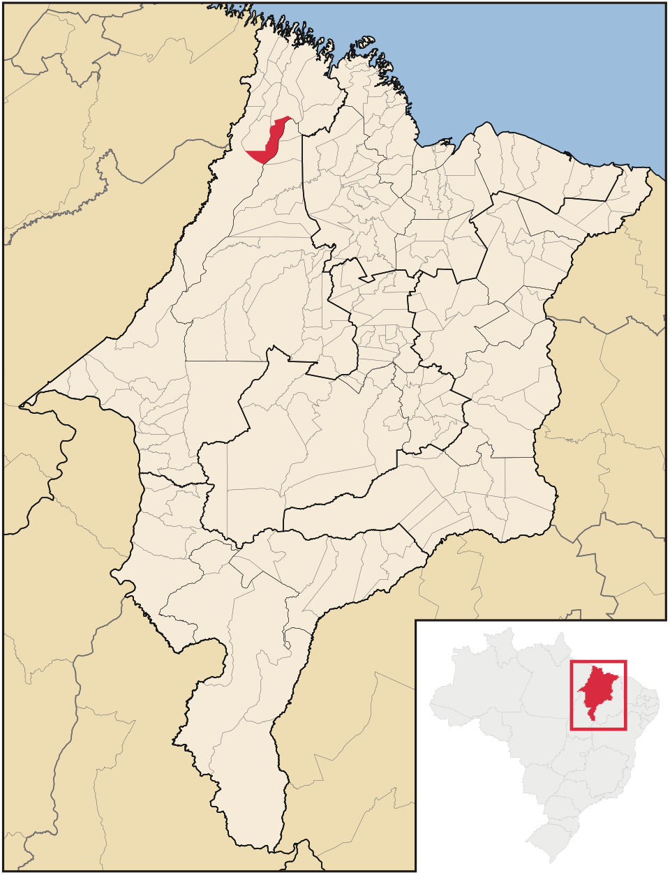 Mapa de localização de Maranhãozinho em MA