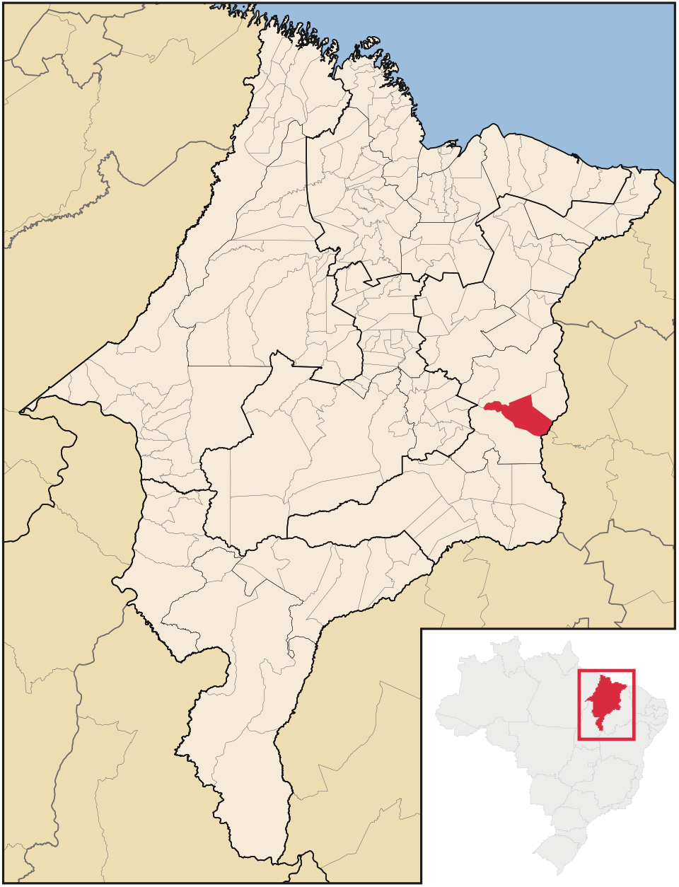 Mapa de localização de Matões em MA