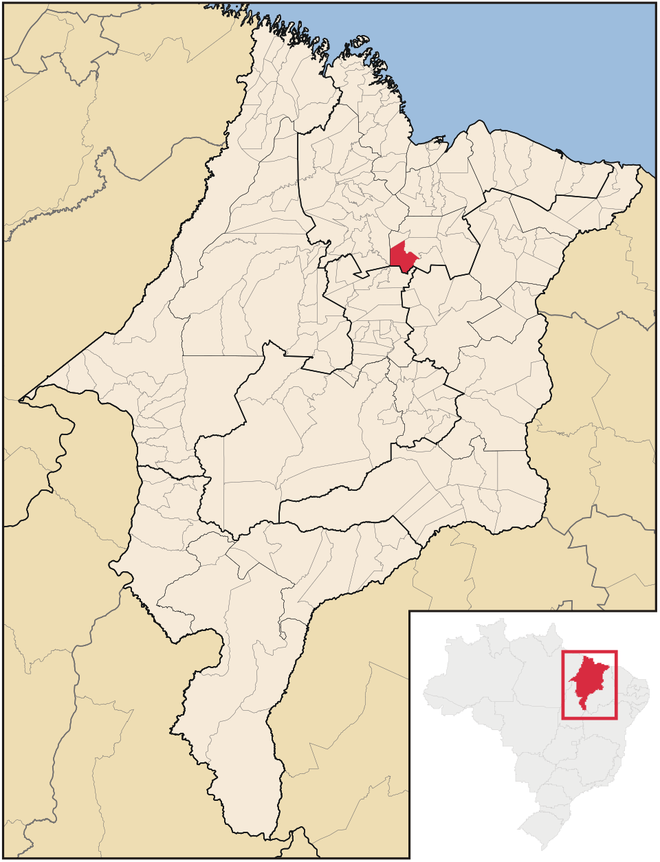 Mapa de localização de Matões do Norte em MA
