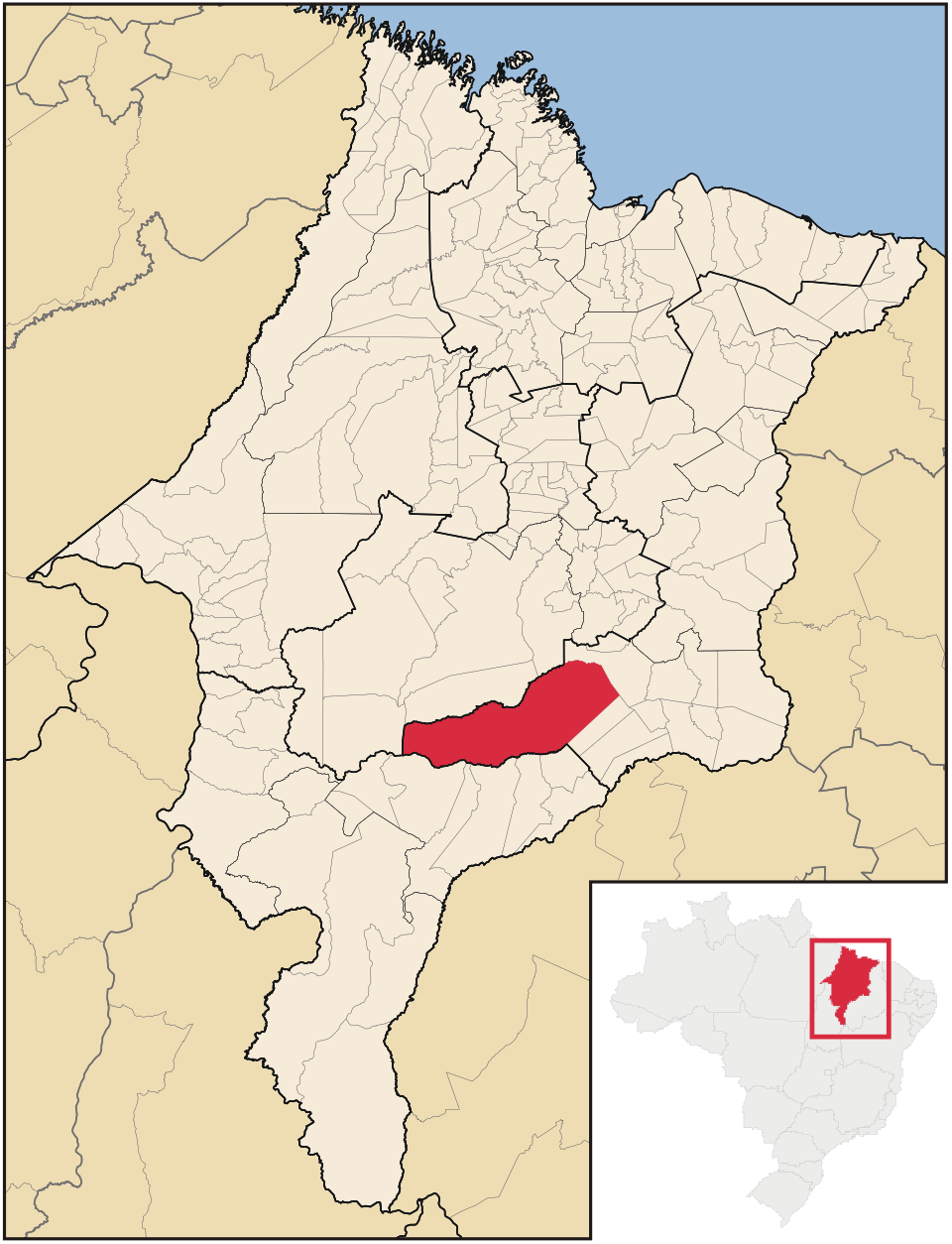 Mapa de localização de Mirador em MA