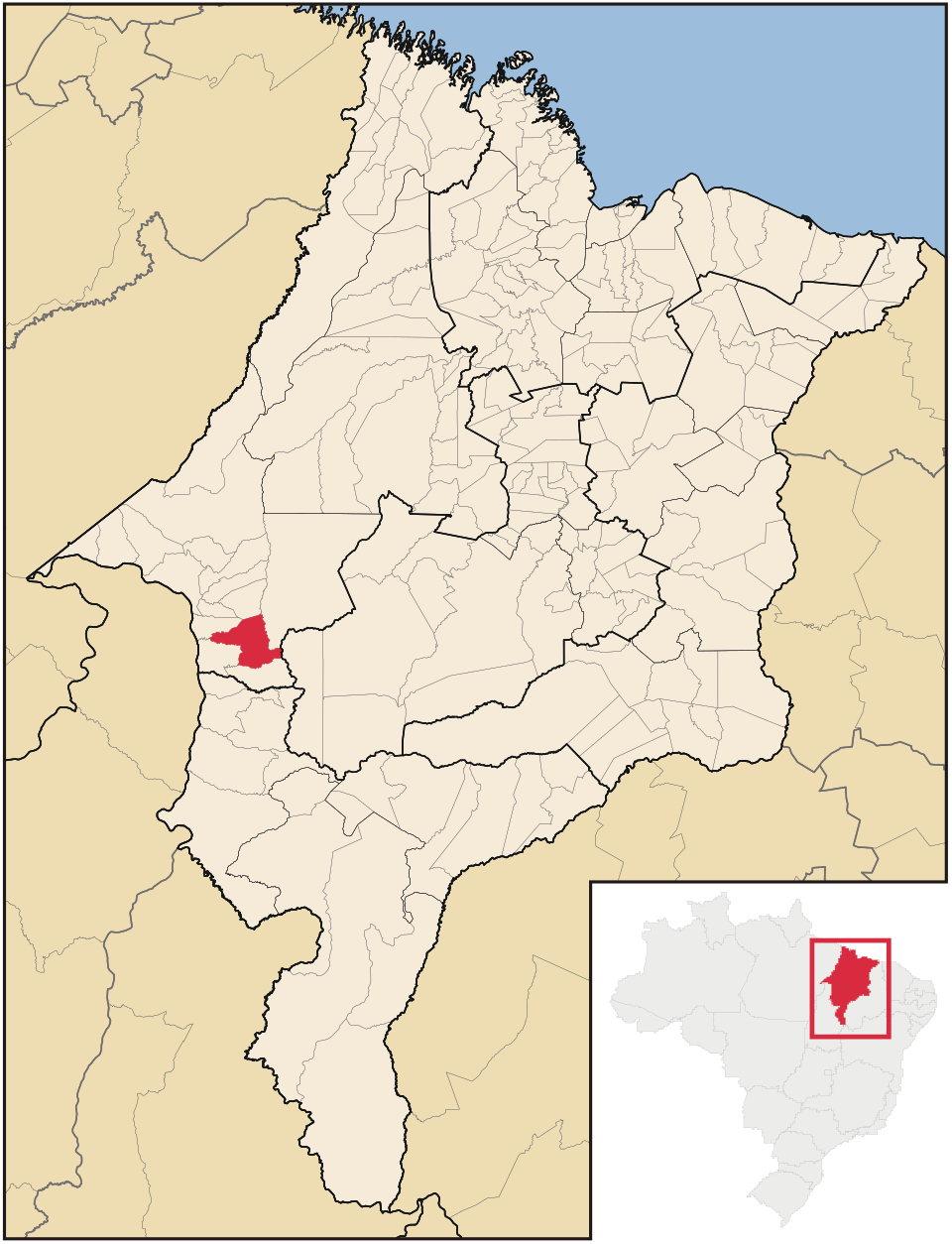 Mapa de localização de Montes Altos em MA