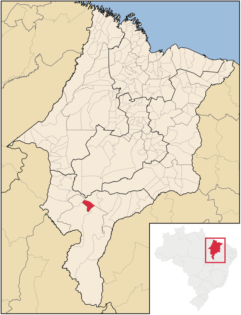 Mapa de localização de Nova Colinas em MA