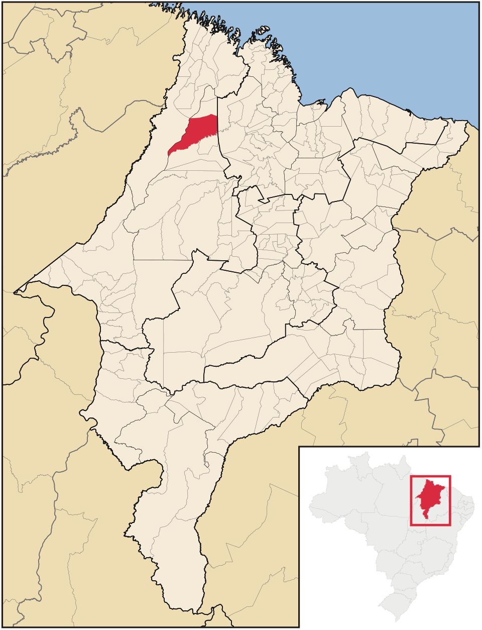 Mapa de localização de Nova Olinda do Maranhão em MA
