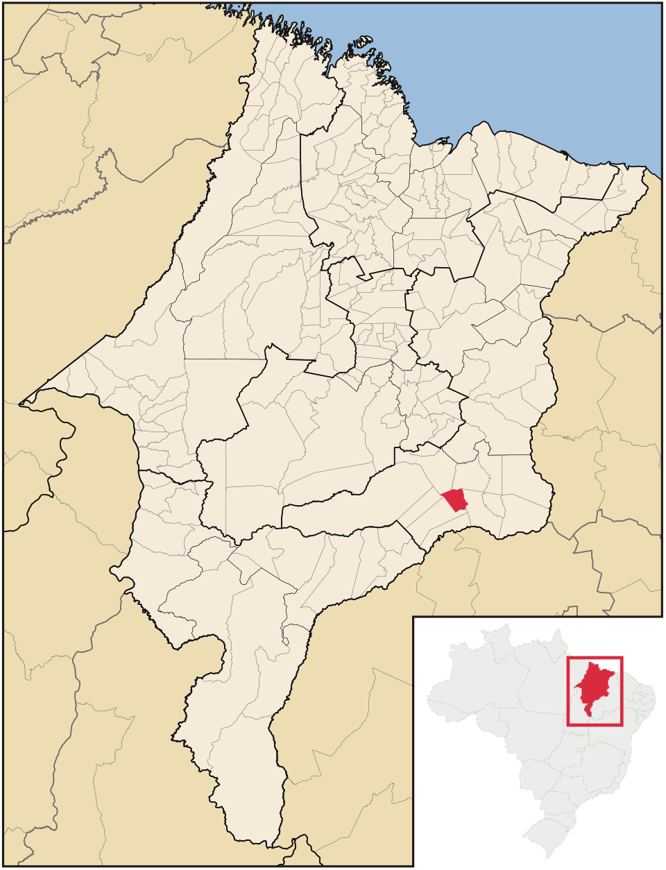 Mapa de localização de Paraibano em MA