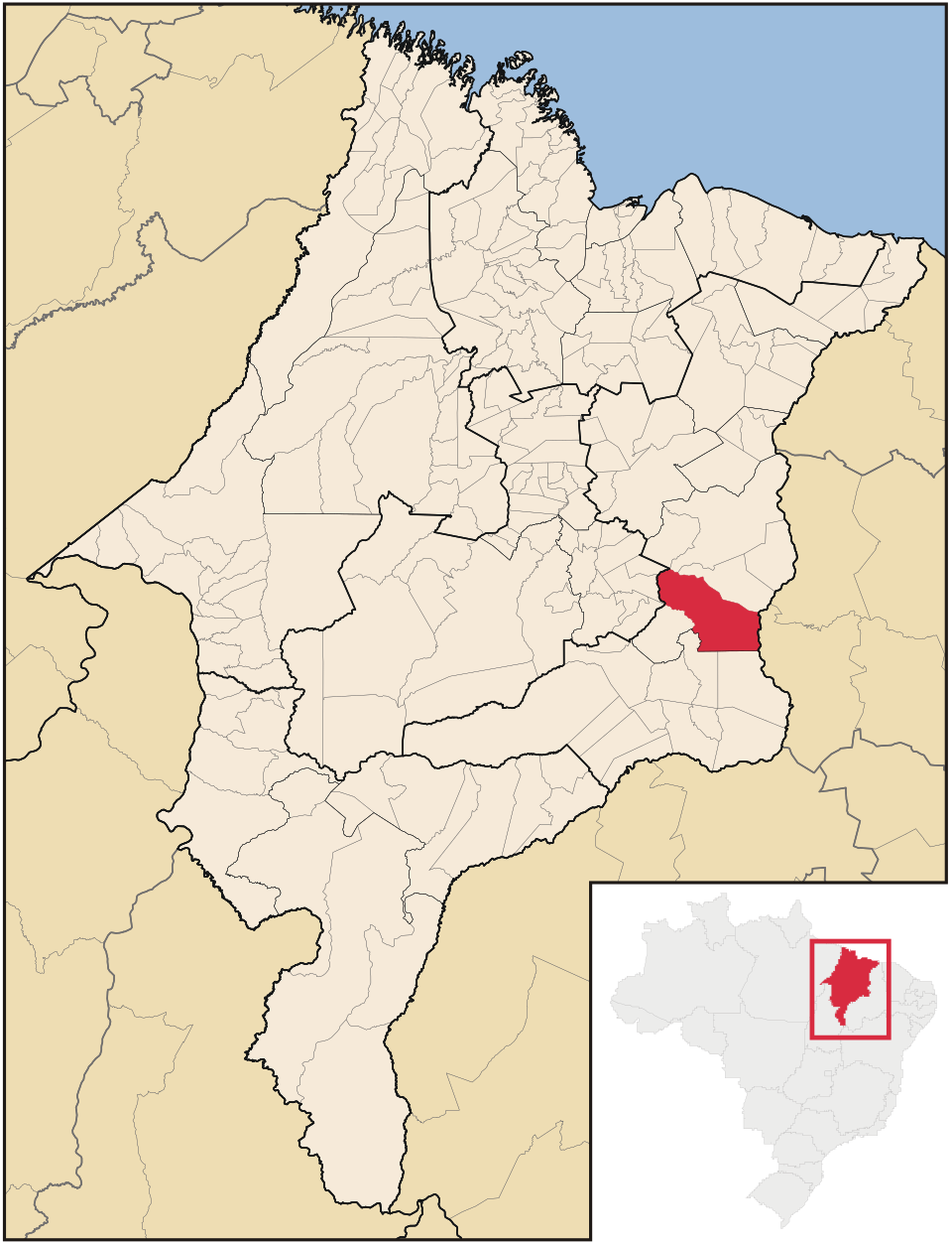 Mapa de localização de Parnarama em MA