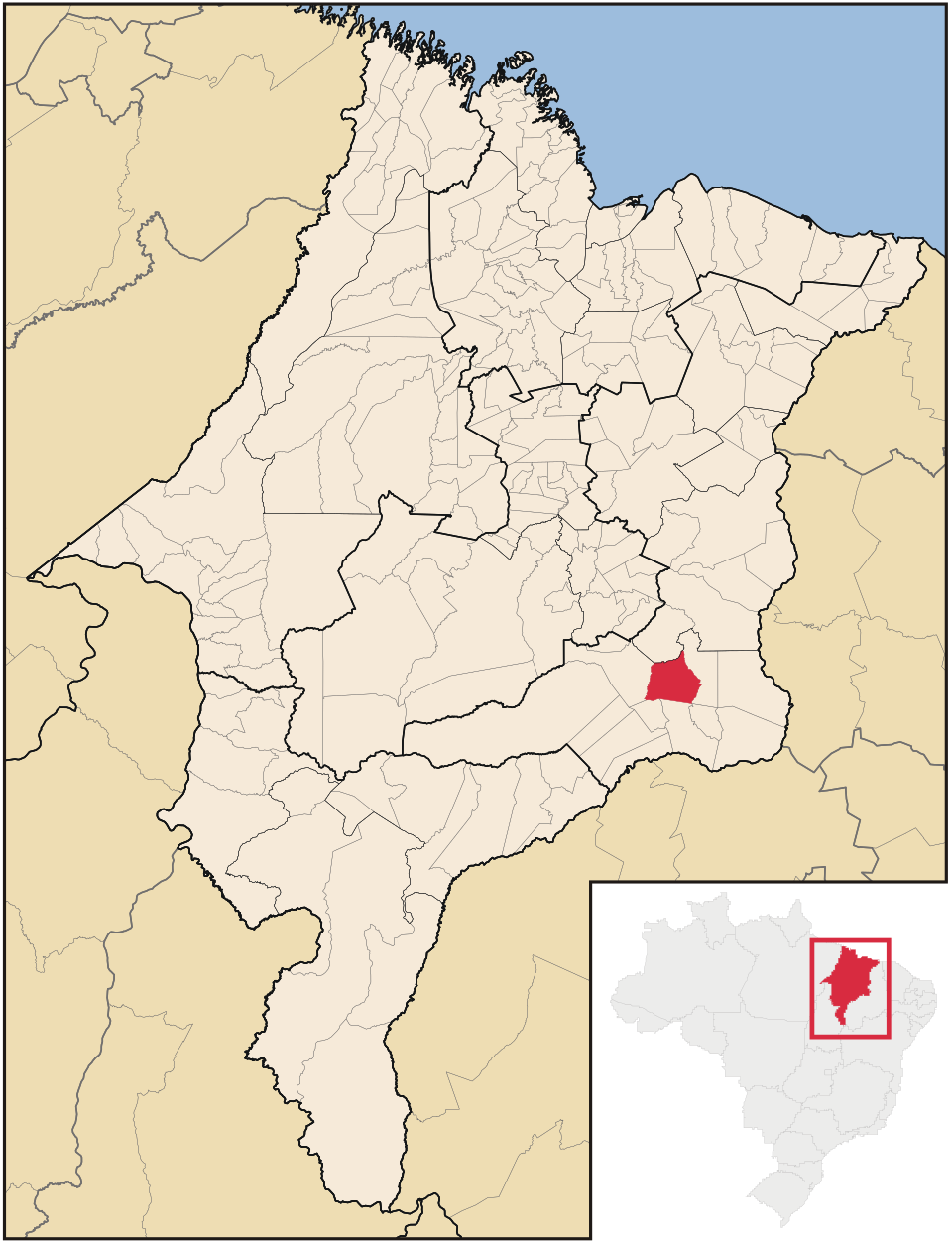 Mapa de localização de Passagem Franca em MA